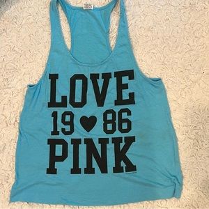 Victoria’s Secret Pink Blue Razor Back Tank Size Medium